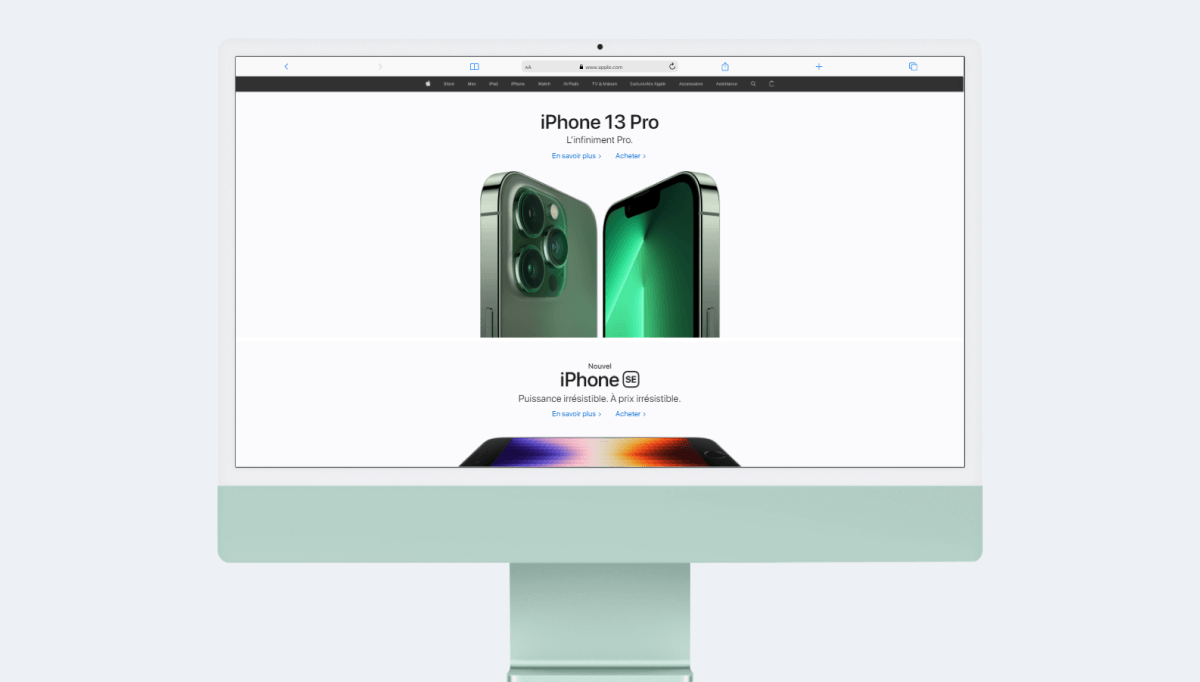 iMac 24", viewport CSS de 2048 x 1152 pixels, testável no simulador