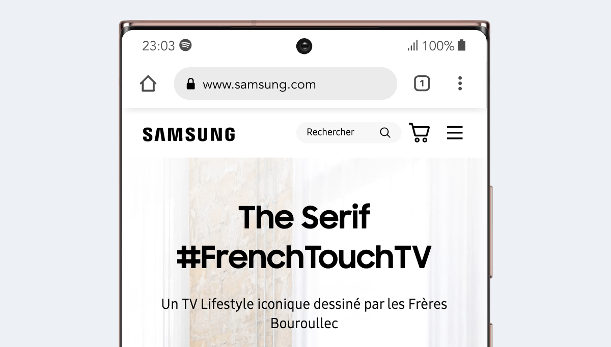 Samsung Galaxy Note20 Ultra, viewport CSS de 412 x 883 pixels, testável no simulador