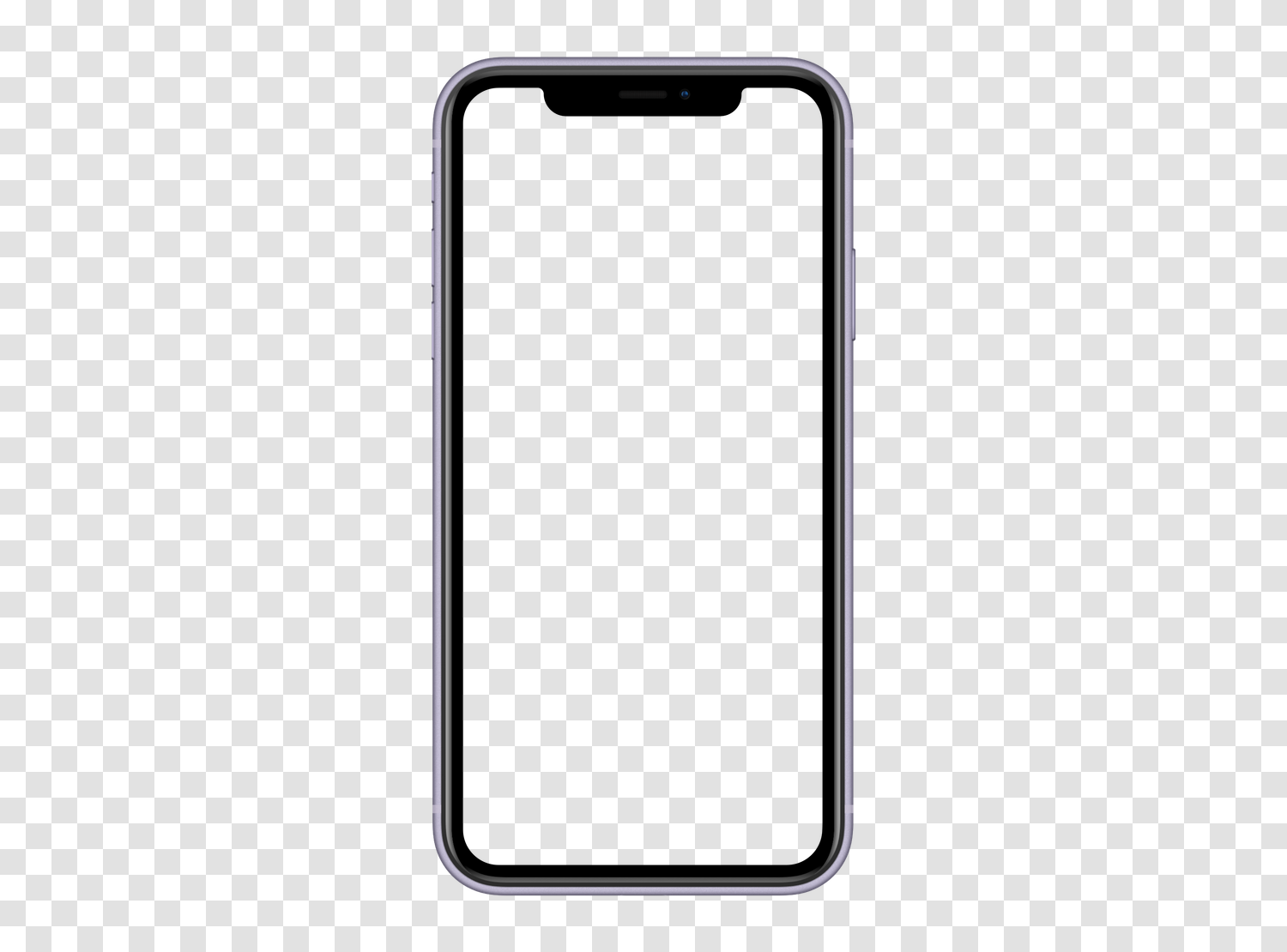 透明PNGのApple iPhone 11モックアップ、空の画面