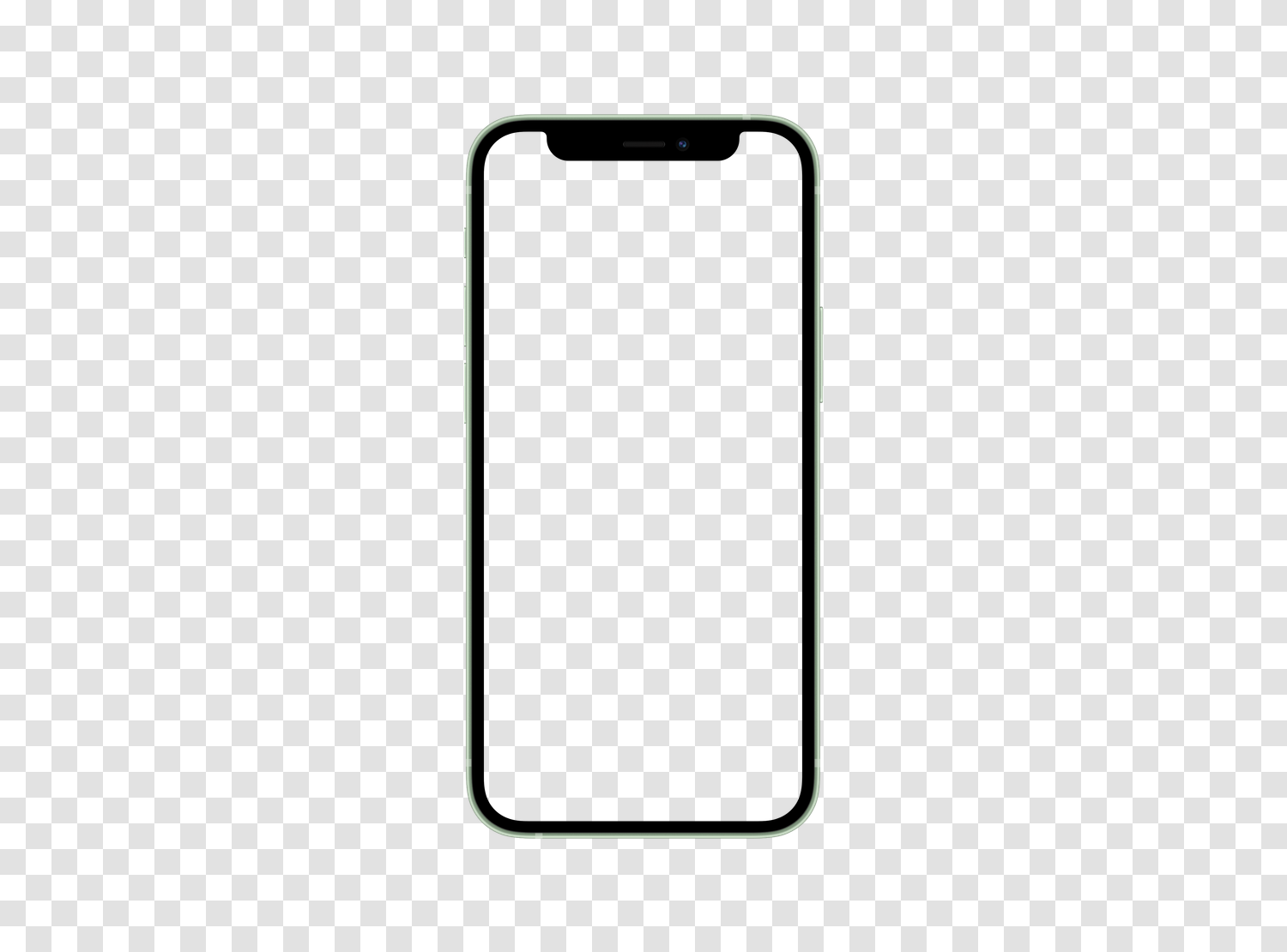 透明PNGのApple iPhone 12 Miniモックアップ、空の画面