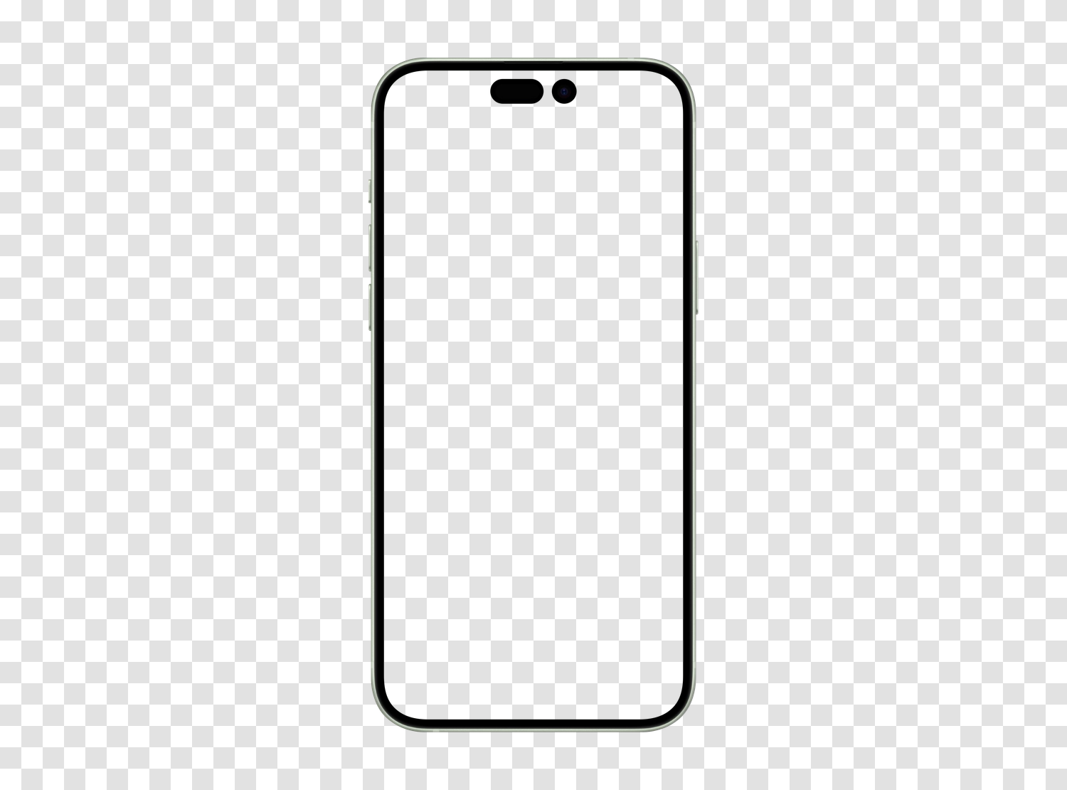 Mockup Apple iPhone 15 in transparent PNG, empty screen