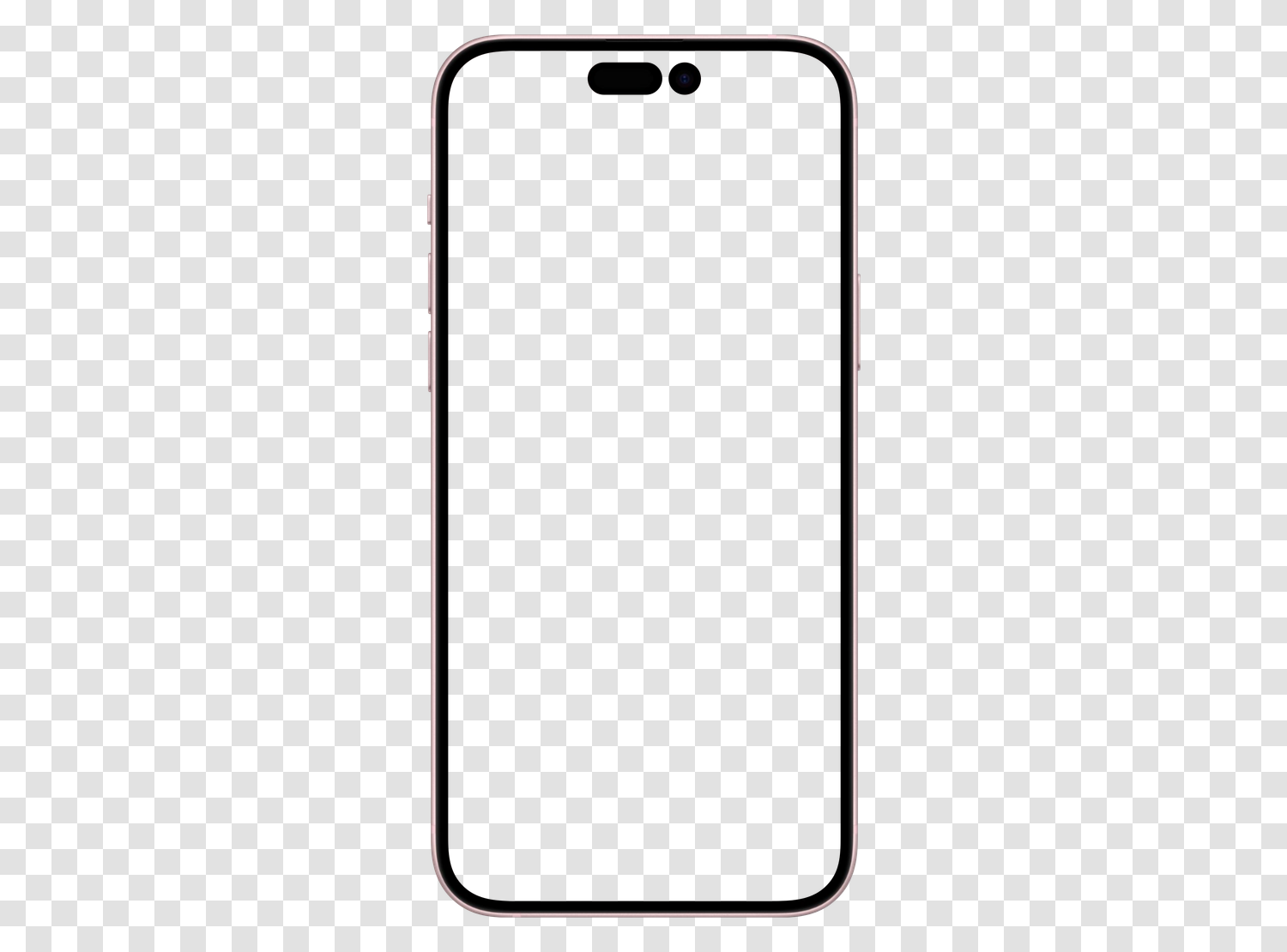 Mockup Apple iPhone 15 Plus en PNG transparent, écran vide