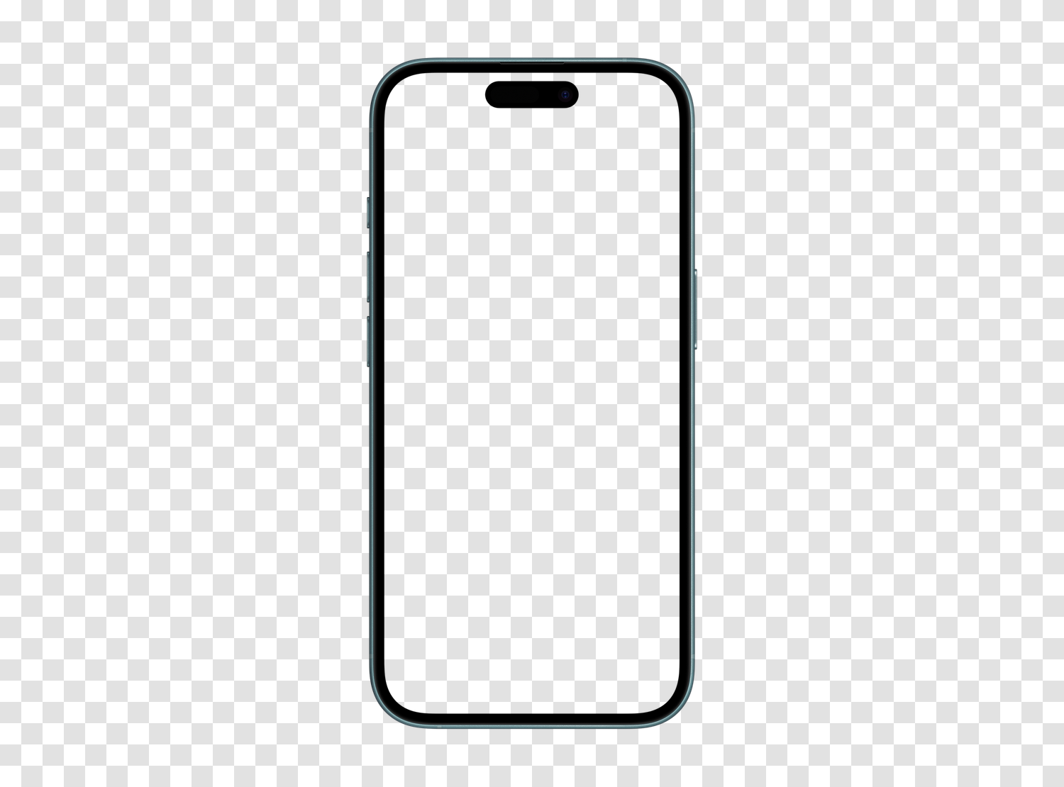 Mockup Apple iPhone 16 in transparent PNG, empty screen