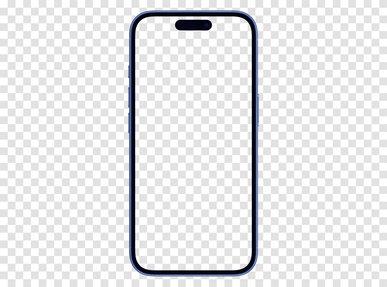 Mockup Apple iPhone 16 Plus in transparent PNG, empty screen