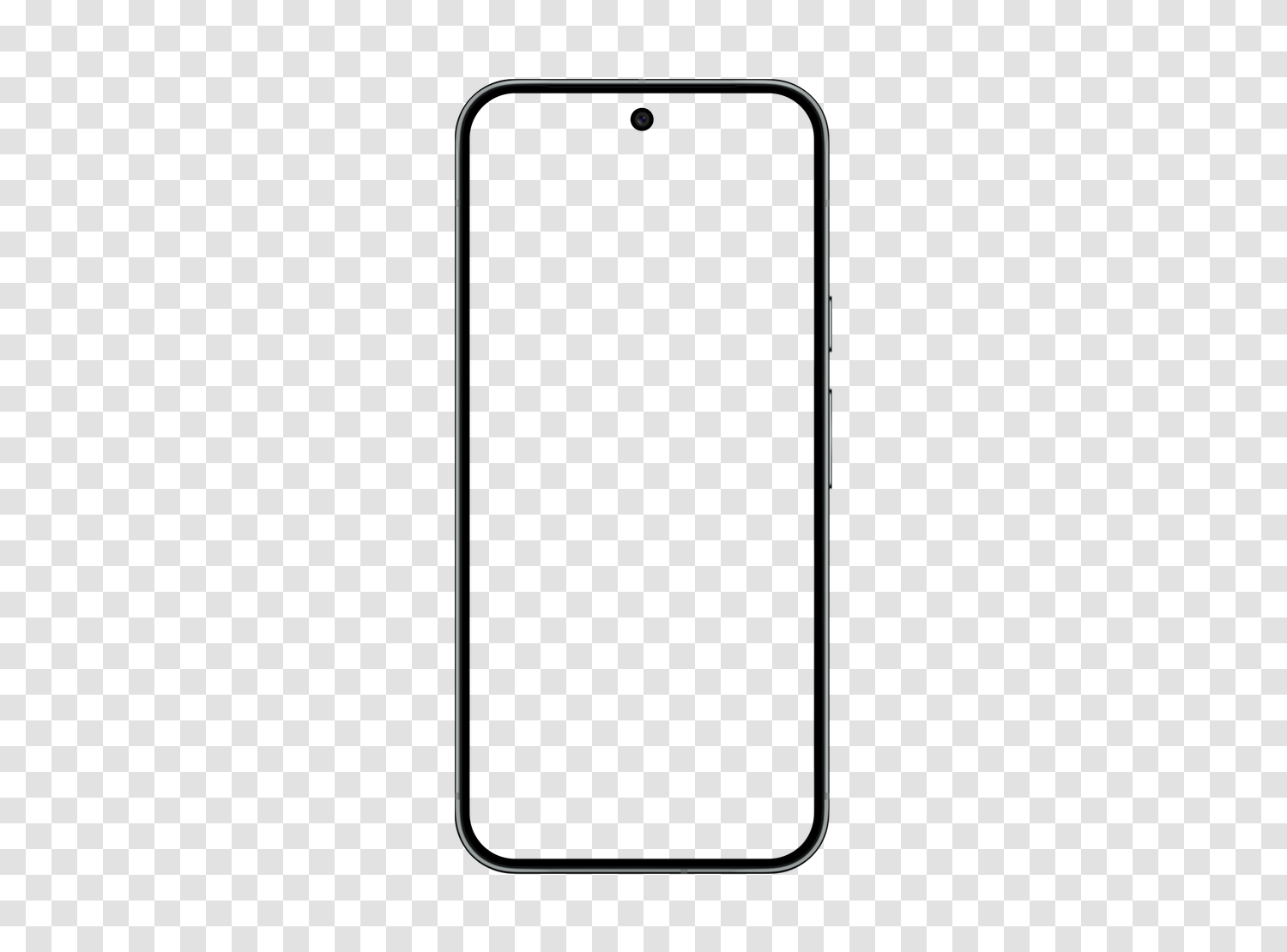 Mockup du Google Pixel 10 PRO vu de face, écran vide et fond transparent, sur un damier indiquant la transparence