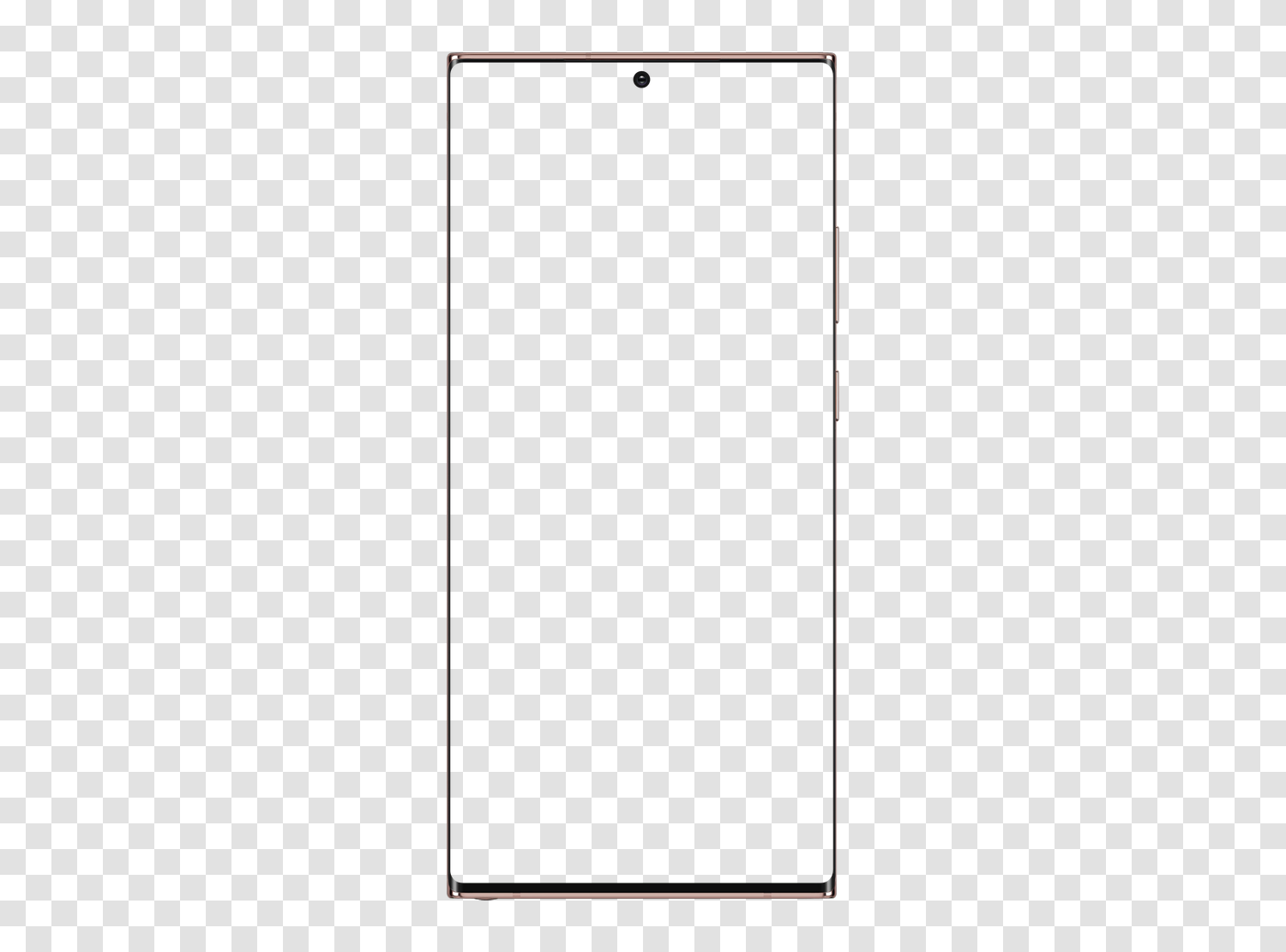 Mockup Samsung Galaxy Note20 Ultra en PNG transparent, écran vide